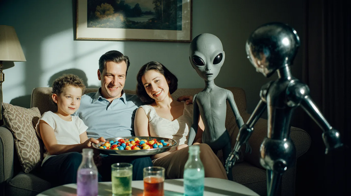 Un portrait de famille rétro-futuriste — La Braderie du Bonheur