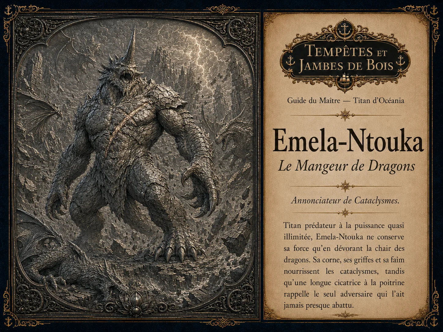 Emela-Ntouka – Titans d’Océania – Tempêtes et Jambes de Bois
